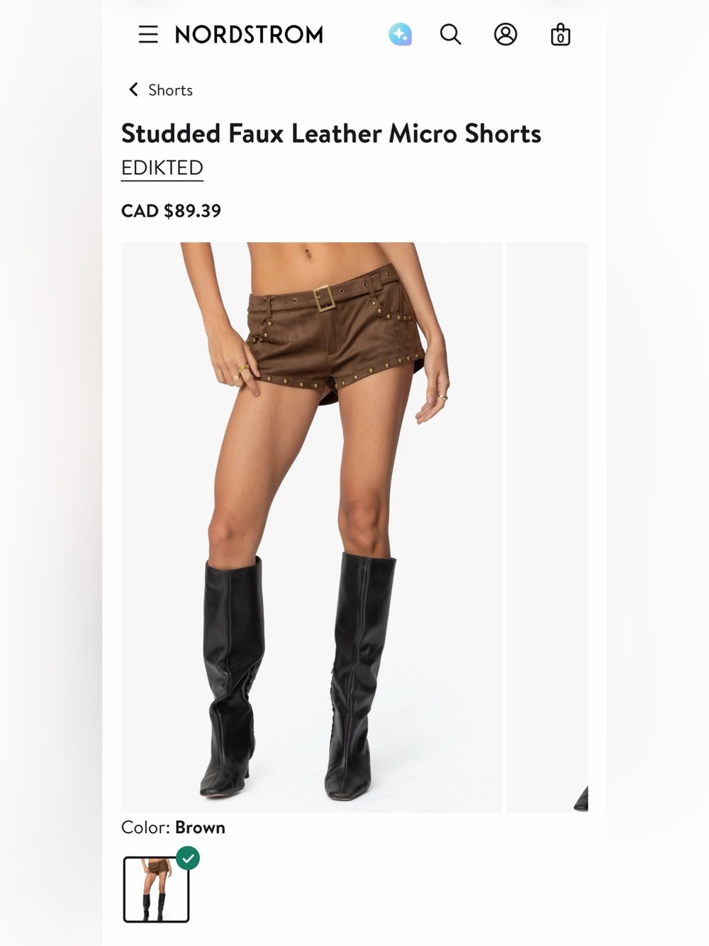 NWT EDIKTED Studded Faux Leather Micro Shorts Size Small